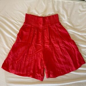 Coral Red/Pink Women's High Waist Vintage Shorts